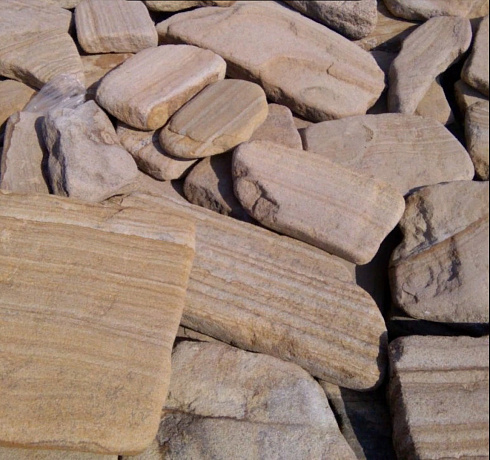 Kamenclub.ru: Песчаник пластушка галтованный желтый с рисунком (3 см)  купить в Новороссийске плитняк - пластушка желтый песчаник 21000 руб/м3   фото КАМЕНЬ КЛУБ