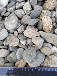 Kamenclub.ru: Галька речная окат (пестрая) фр. 20-40 мм. купить  в Новороссийске галька речная пестрая, серая, серые оттенки галька речная окатанная округлая 5000 руб/т   фото КАМЕНЬ КЛУБ