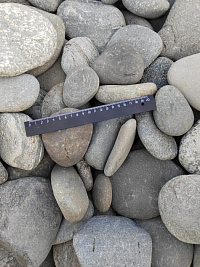 Kamenclub.ru: Галька речная плоская (серо-белая) фр. 70-120 мм. купить в Новороссийске галька галечник речной серый, белый окатанная плоская  природная галька 9000 руб/т   фото КАМЕНЬ КЛУБ