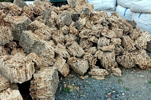 Kamenclub.ru: Крымский природный меотис фр. 100-500 мм.  купить в Новороссийске меотис бежевый рыжий молочный желтый ракушечник 4 500 руб/т   фото КАМЕНЬ КЛУБ