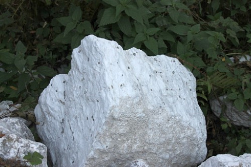 Kamenclub.ru: Мраморизированный известняк фр. 100-500 мм.  купить в Новороссийске известняк серый белый темно-серый сероватый валун природного образования окатанный 10500 руб/т   фото КАМЕНЬ КЛУБ