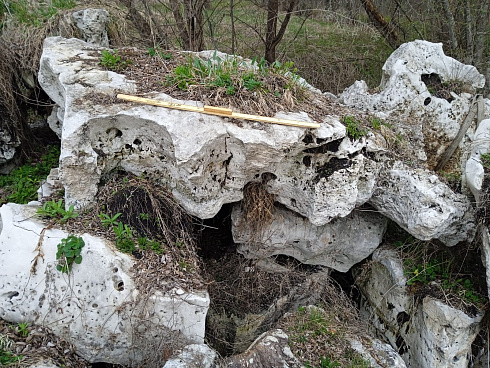 Kamenclub.ru: Выветренный известняк со мхом фр. 100-500 мм.  купить в Новороссийске известняк серый белый зеленый валун известняковый крупный 10000 руб/т   фото КАМЕНЬ КЛУБ