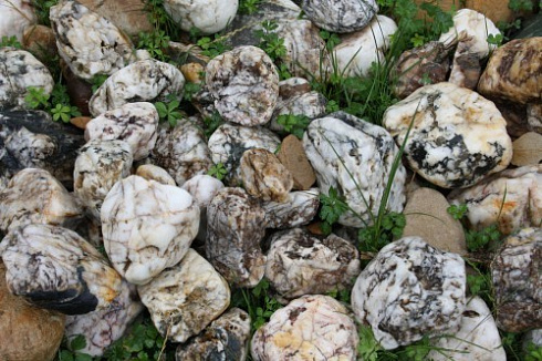 Kamenclub.ru: Кварцевый валунчик фр.100-300 мм.  купить в Новороссийске кварц белый, бежевый молочный рыжий крупный природный камень галечник 7850 руб/т   фото КАМЕНЬ КЛУБ