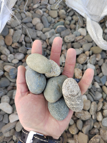 Kamenclub.ru: Галька речная окат (пестрая) фр. 20-40 мм. купить  в Новороссийске галька речная пестрая, серая, серые оттенки галька речная окатанная округлая 5000 руб/т   фото КАМЕНЬ КЛУБ